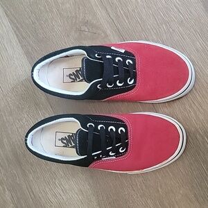 Red and Black Suede Vans - Men Size 5, Women Size 6.5